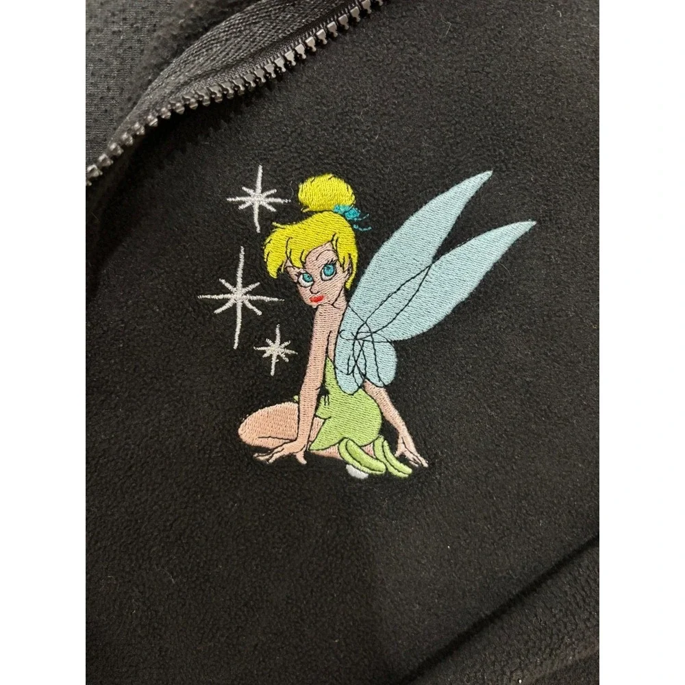 Disney Tinker Bell Girls XL Black Fleece Zip Pullover Fairy Peter‎ Pan 12 14 16
